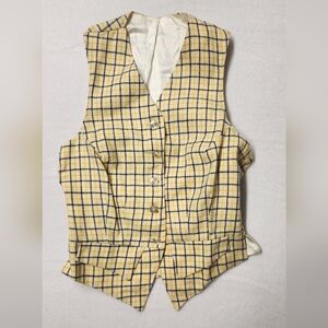 Vintage Brittany Riding Apparel NYC Yellow Plaid Tatersall Vest Youth Size M